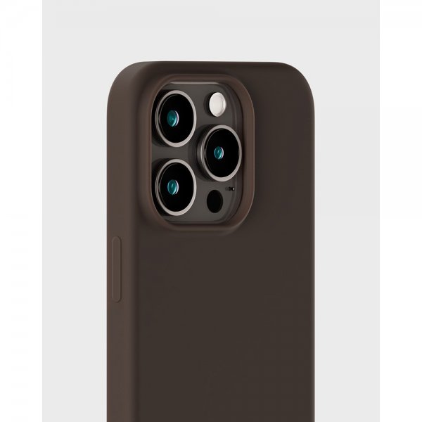 holdit iPhone 15 Pro -silikonikuori, suklaanruskea