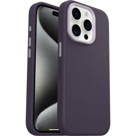 Otterbox iPhone 15 Pro Symmetry -suojakuori kaktusnahkaa MagSafe Plum Luxe