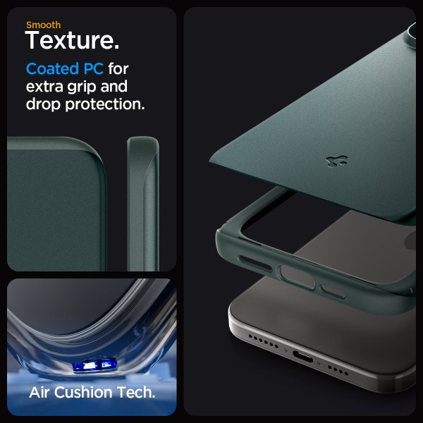 Spigen iPhone 15 Pro Thin Fit -suojakuori, Abyss Green