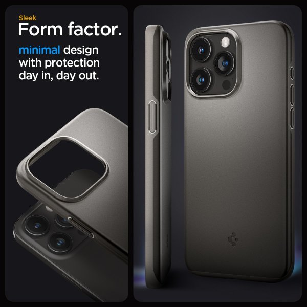 Spigen iPhone 15 Pro Thin Fit -suojakuori, Gunmetal