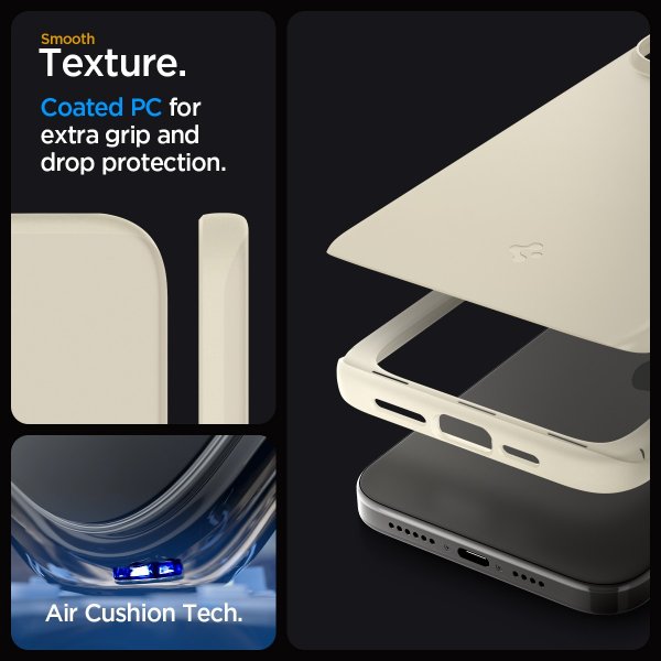 Spigen iPhone 15 Pro -suojakuori Thin Fit Mute Beige