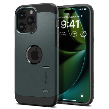 Spigen iPhone 15 Pro -suojakuori Tough Armor MagFit Abyss Green