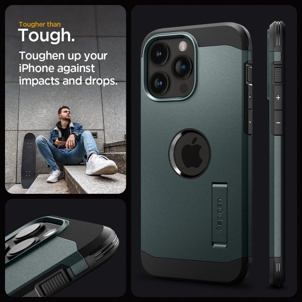 Spigen iPhone 15 Pro -suojakuori Tough Armor MagFit Abyss Green