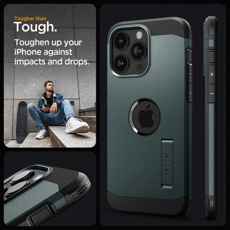 Spigen iPhone 15 Pro -suojakuori Tough Armor MagFit Abyss Green