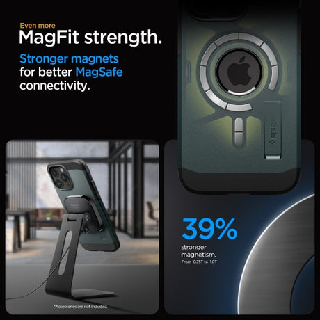 Spigen iPhone 15 Pro -suojakuori Tough Armor MagFit Abyss Green