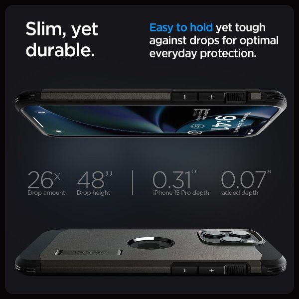 Spigen iPhone 15 Pro Kuori Tough Armor MagFit Gunmetal