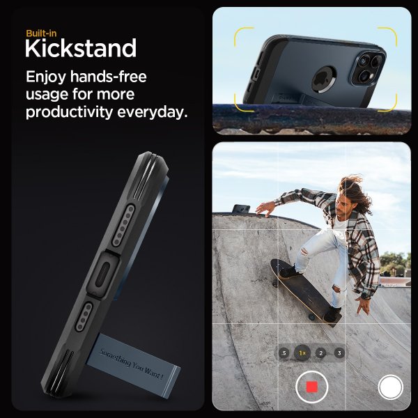 Spigen iPhone 15 Pro -suojakuori Tough Armor MagFit Metal Slate