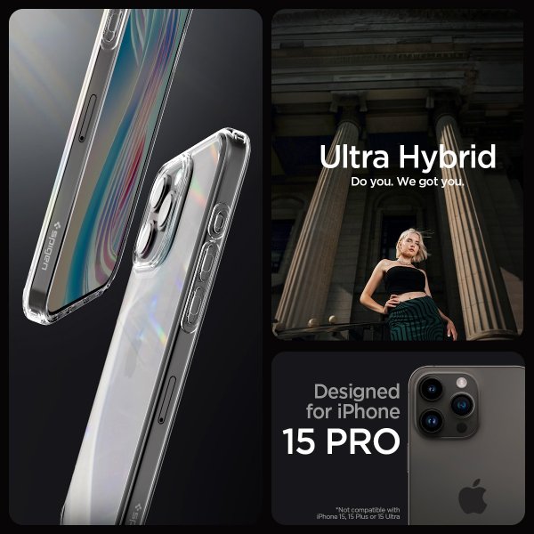 Spigen iPhone 15 Pro Ultra Hybrid -kuori, Crystal Clear