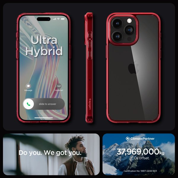 Spigen iPhone 15 Pro -suojakuori Ultra Hybrid Deep Red