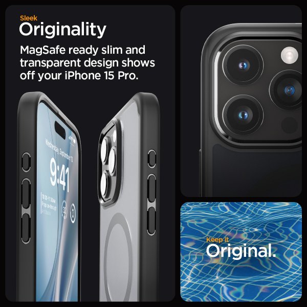 Spigen iPhone 15 Pro -suojakuori Ultra Hybrid MagFit Frost Black
