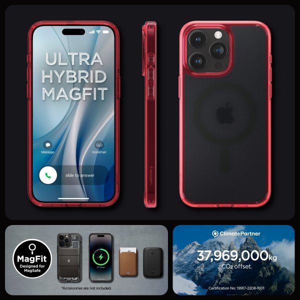 Spigen iPhone 15 Pro -suojakuori Ultra Hybrid MagFit Frost Deep Red
