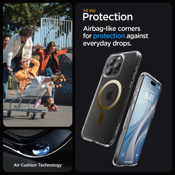 Spigen iPhone 15 Pro -suojakuori Ultra Hybrid MagFit, kulta