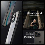 Spigen iPhone 15 Pro -suojakuori Ultra Hybrid Matte, matta musta