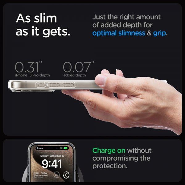 Spigen iPhone 15 Pro Ultra Hybrid Zero One MagFit -suojakuori, Natural Titanium