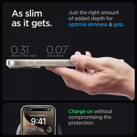 Spigen iPhone 15 Pro Ultra Hybrid Zero One MagFit -suojakuori, Natural Titanium