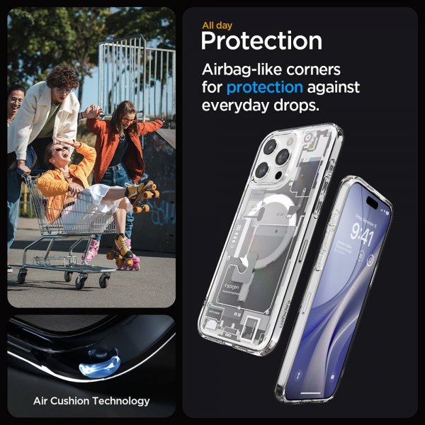 Spigen iPhone 15 Pro -suojakuori Ultra Hybrid Zero One MagFit, valkoinen