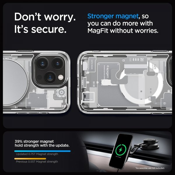 Spigen iPhone 15 Pro -suojakuori Ultra Hybrid Zero One MagFit, valkoinen