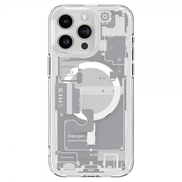Spigen iPhone 15 Pro -suojakuori Ultra Hybrid Zero One MagFit, valkoinen