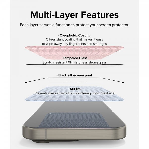 Ringke iPhone 15 Pro Näytönsuoja Easy Slide 2-pakkaus