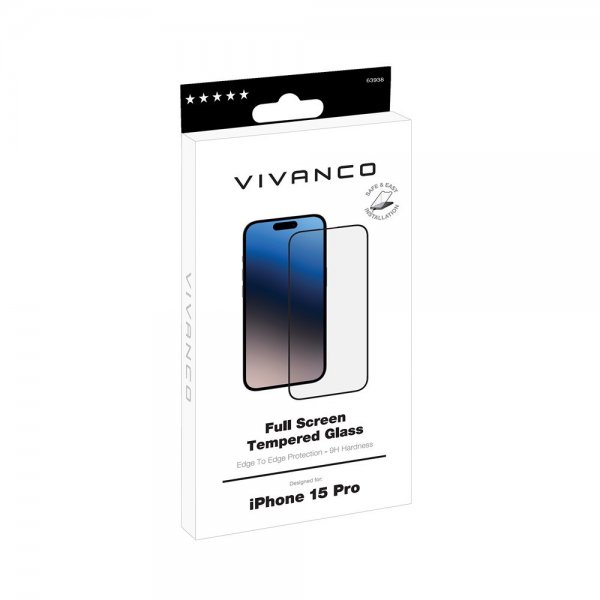 Vivanco iPhone 15 Pro Näytönsuoja Koko näyttö