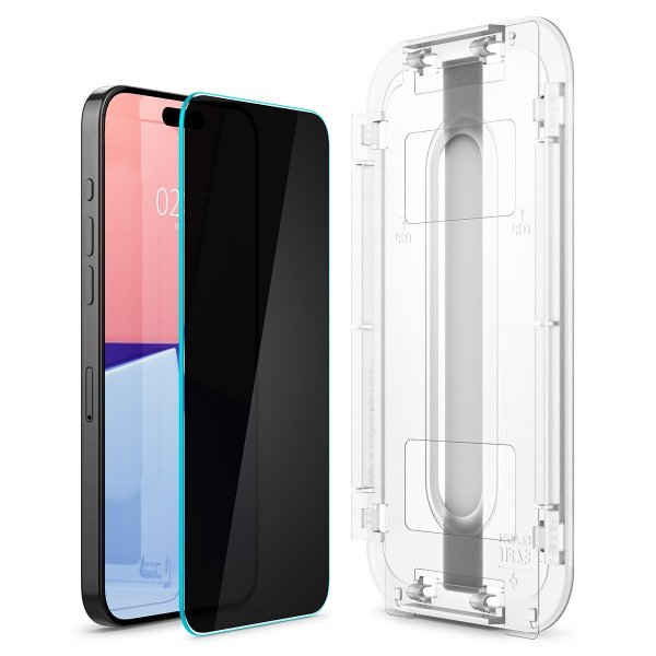 Spigen iPhone 15 Pro -näytönsuoja GLAS.tR EZ Fit Privacy 2 kpl
