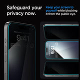 Spigen iPhone 15 Pro -näytönsuoja GLAS.tR EZ Fit Privacy 2 kpl