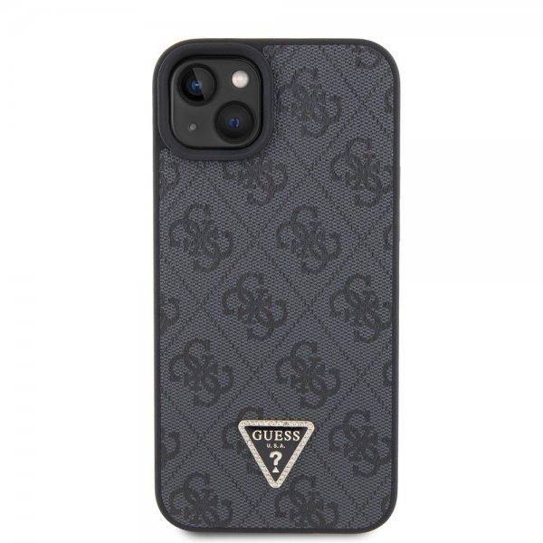 Guess iPhone 15 Kuoret 4G Metal Triangle Strass Musta