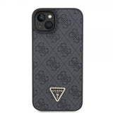 Guess iPhone 15 Kuoret 4G Metal Triangle Strass Musta