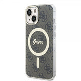 Guess iPhone 15 Kuoret 4G Pattern MagSafe Ruskea