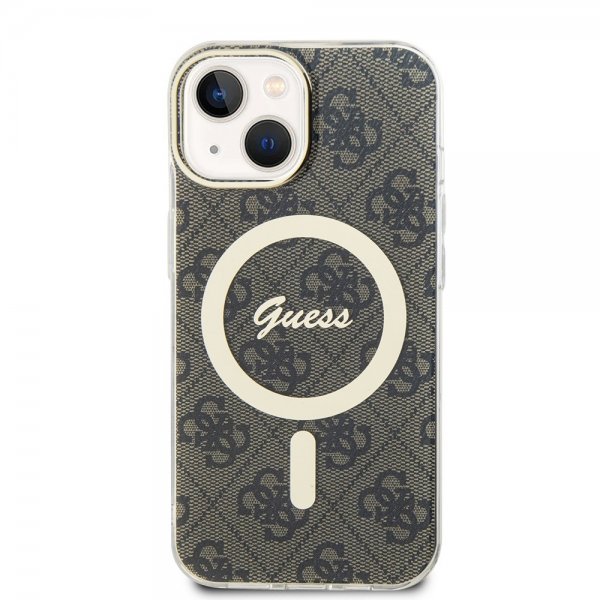 Guess iPhone 15 Kuoret 4G Pattern MagSafe Ruskea