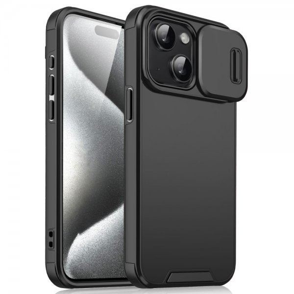 iPhone 15 Kuori Camera Slide Musta