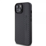 Mercedes Benz iPhone 15 Kuori Carbon Effect Leather Stripe AMG Musta