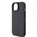 Mercedes Benz iPhone 15 Kuori Carbon Effect Leather Stripe AMG Musta
