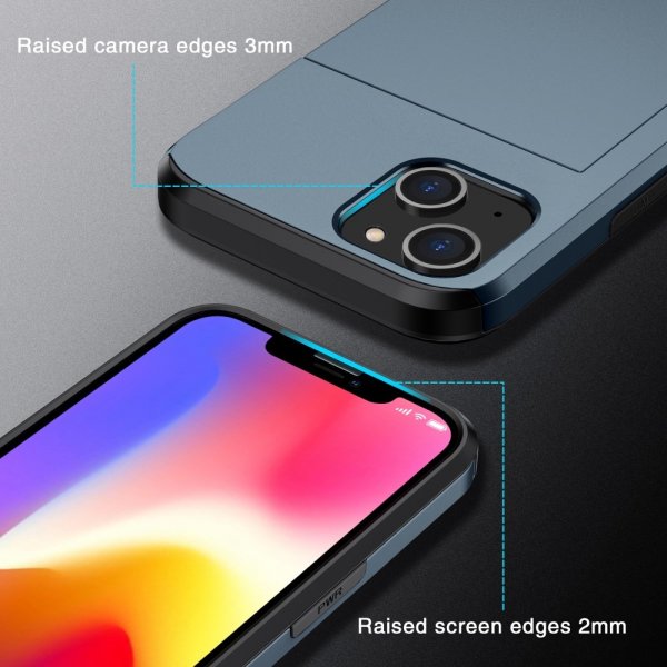 iPhone 15 Kuoret Card Slide Sininen