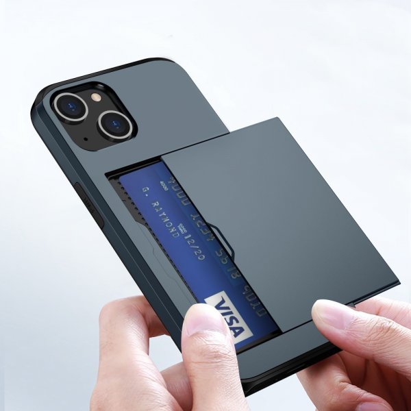 iPhone 15 Kuoret Card Slide Sininen
