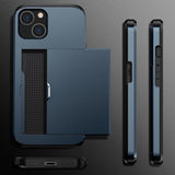 iPhone 15 Kuoret Card Slide Sininen