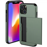 iPhone 15 -suojakuori korttilokerolla, vihreä