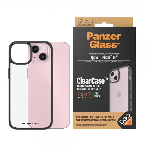 PanzerGlass iPhone 15 ClearCase -suojakuori D3O Musta