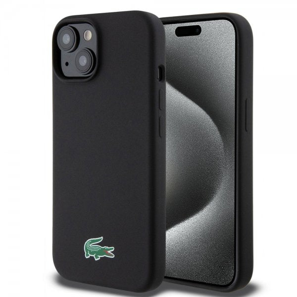 Lacoste iPhone 15 -kuori Croc Logo MagSafe Musta
