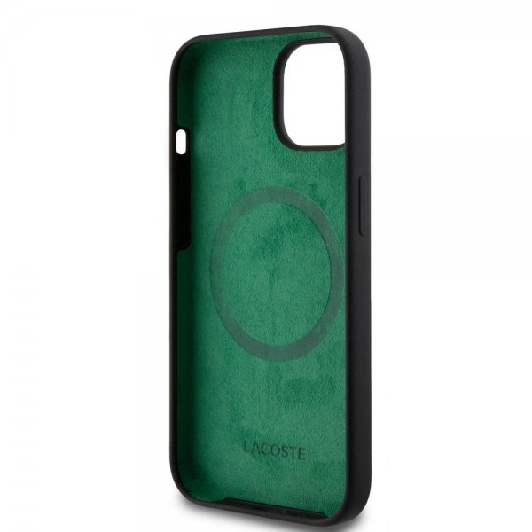 Lacoste iPhone 15 -kuori Croc Logo MagSafe Musta