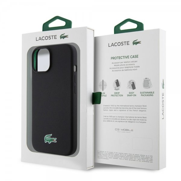 Lacoste iPhone 15 Plus Suojakuori Croc Logo MagSafe Musta