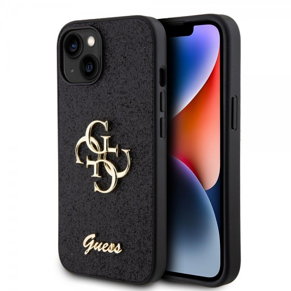 Guess iPhone 15 Kuoret Fixed Glitter Musta