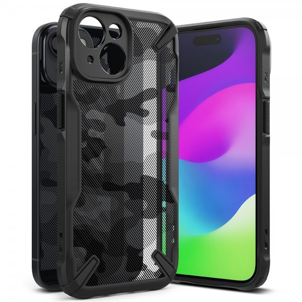 Ringke iPhone 15 -suojakuori, Fusion X Design Camo Black