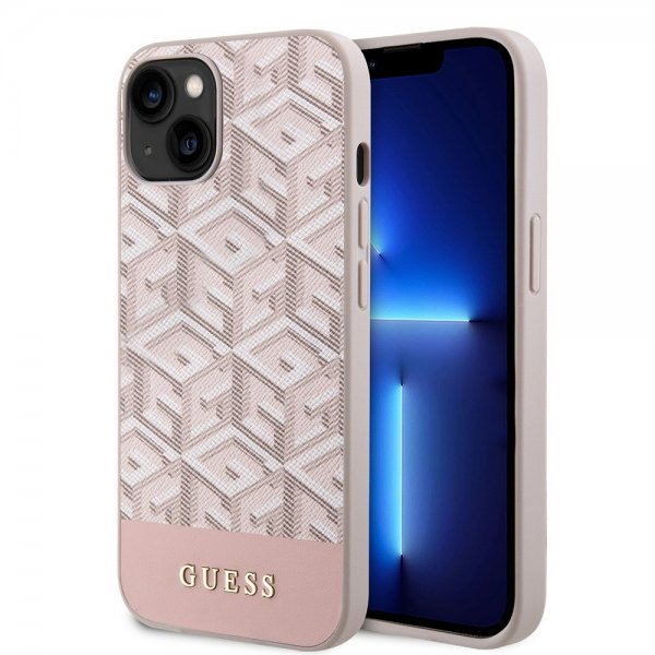 Guess iPhone 15 Kuoret G Cube MagSafe Vaaleanpunainen