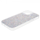 iPhone 15 -kuori, hopeiset glitterpaljetit