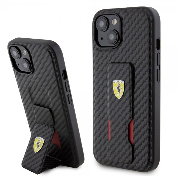 Ferrari iPhone 15 Kuoret Jalustatoiminto Musta