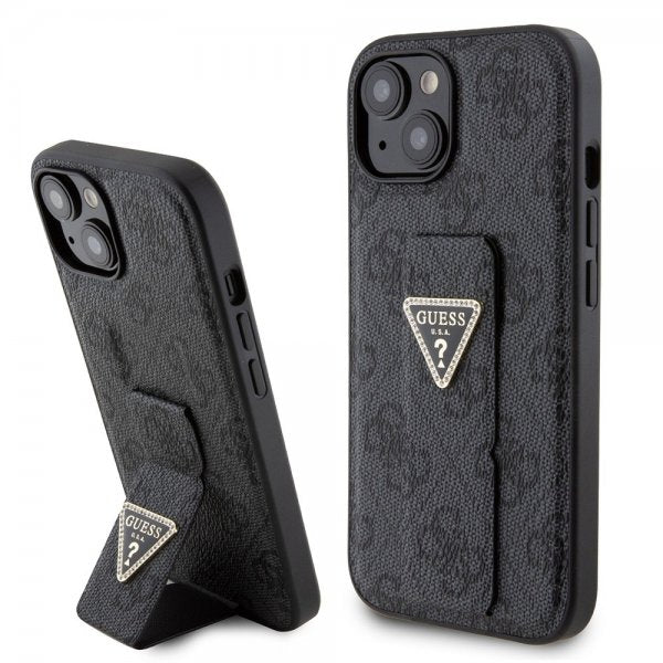 Guess iPhone 15 Suojakuori Grip Stand Function Musta