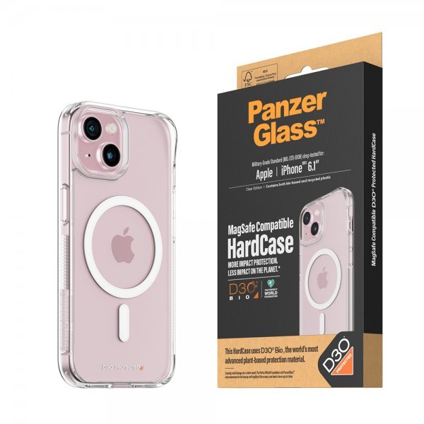 PanzerGlass iPhone 15 -suojakuori HardCase MagSafe D3O Läpinäkyvä