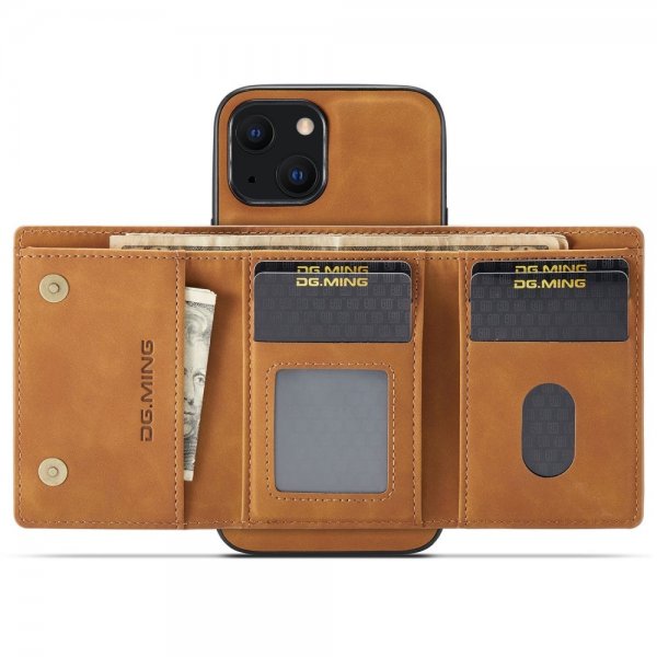 Dg.Ming iPhone 15 -suojakuori, M1-sarja, irrotettava korttipidike, ruskea