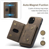 Dg.Ming iPhone 15 -suojakuori, M2-sarja, irrotettava korttipidike, kahvi